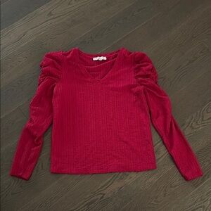LOFT Pink Ruched Long Sleeve Blouse